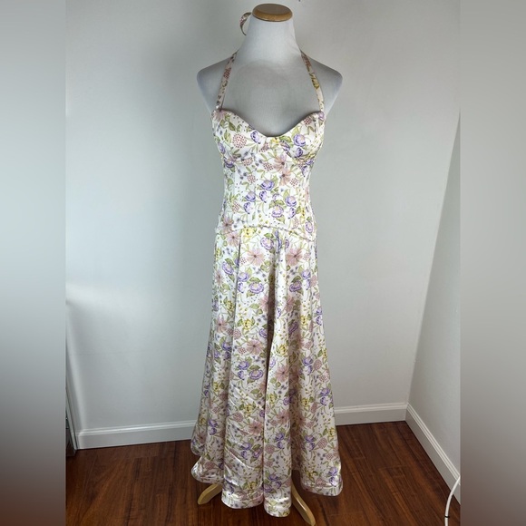 V Chapman The Carrie Set Cordoba Print Corset Top Midi Skirt Floral Size 0 - Picture 7 of 14